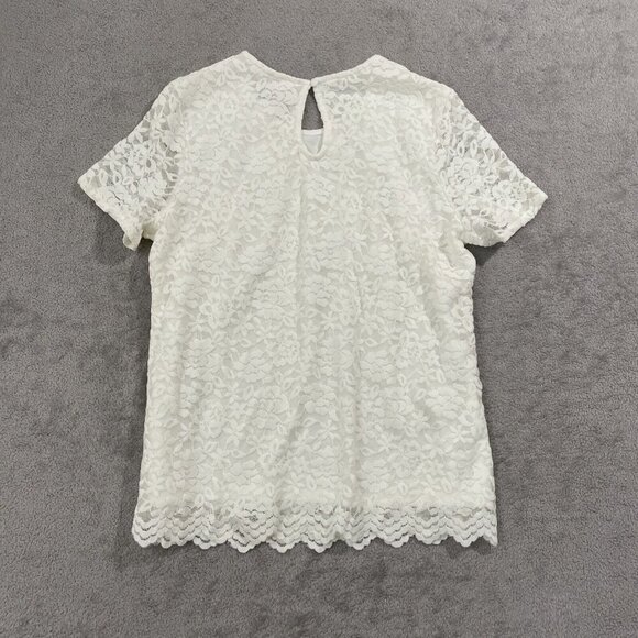 NEW Teddi Rose Women's XL Crewneck Short Sleeve Blouse-Lace Top - Picture 3 of 8